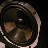 NS-1000M とは違い、樹脂製振動版が採用されています。片方の製品のウーファーユニットの横のキャビネット部に打痕らしきダメージがあります。